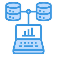 Analytics blue line icon