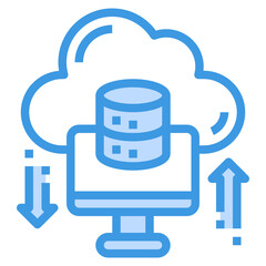 Big Data blue line icon