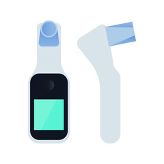 Set of Portable Spirometer Device Icon in Color Isolated on White Background. Asthma. Medical Device that Measures Maximum Possible Expiratory Flow Rate.