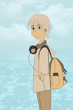 Young boy with headphones