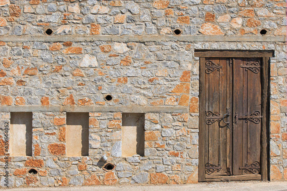 Canvas Prints raditional wooden door, with iron decoration. Greece, Skiathos