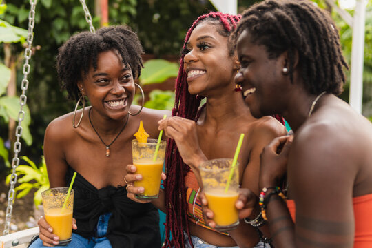 Cheerful Black Friends Smiling