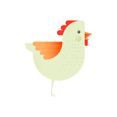 Chicken. Cute Animal with Tongue. Modern Flat Vector Illustration. Social Media Template.