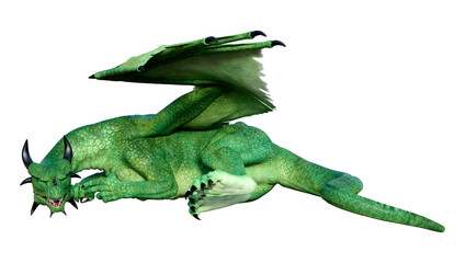 3D Rendering Fairy Tale Dragon on White