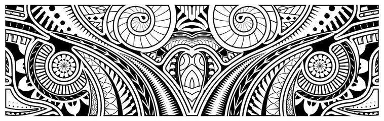 Abstract tribal art tattoo polynesian border - obrazy, fototapety, plakaty