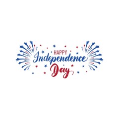 Obraz premium Vector Fourth of July hand lettering with fireworks. Happy Independence Day of United States of America