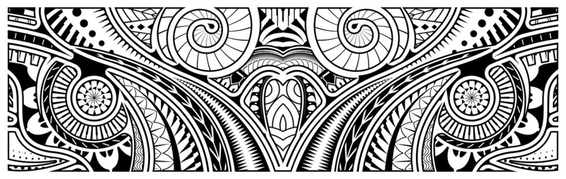 Abstract tribal art tattoo polynesian border
