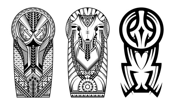 Tattoo abstract black arm template vector set