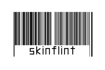 Barcode on white background with inscription skinflint below - obrazy, fototapety, plakaty