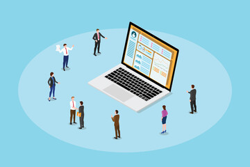 business people concept with modern flat isometric style