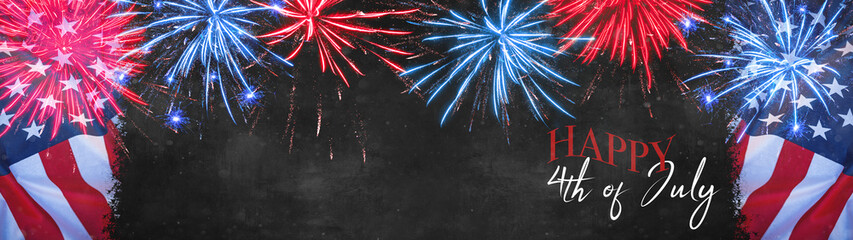 Happy 4th of July - Independence Day USA background banner panorama template greeting card - ...