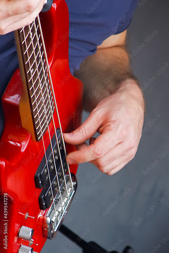 Sticker guitar player on stage playing music for fans