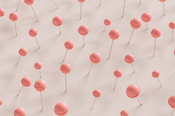 Pink lollipop in different positions