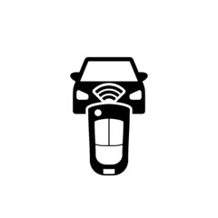 Car and Car key with remote icon isolated on white background