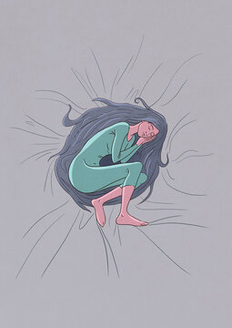 Girl sleeping on soft bed