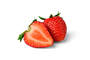 Ripe strawberry isolated on white background.