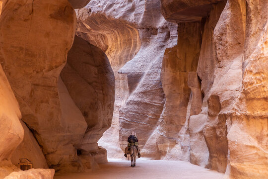Scenic view of Limestone rock in Wadi Musa, Petra, Jordan.