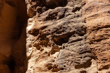 Scenic view of Limestone rock in Wadi Musa, Petra, Jordan.