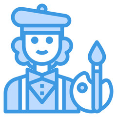 Artist blue line icon