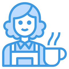 Barista blue line icon