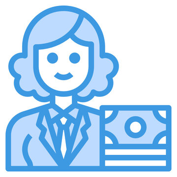 blue businesswoman holding money clip art preview