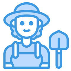 Farmer blue line icon