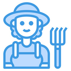 Farmer blue line icon