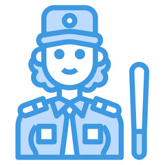 Security Woman blue line icon