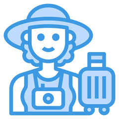 Tourist blue line icon