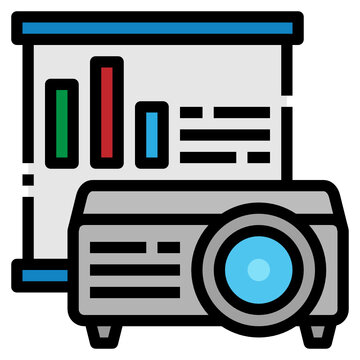 projector displaying presentation charts clip art preview