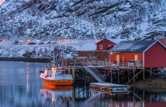 Fishing Village At Winter