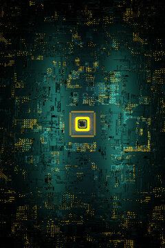 CPU chip isometric view