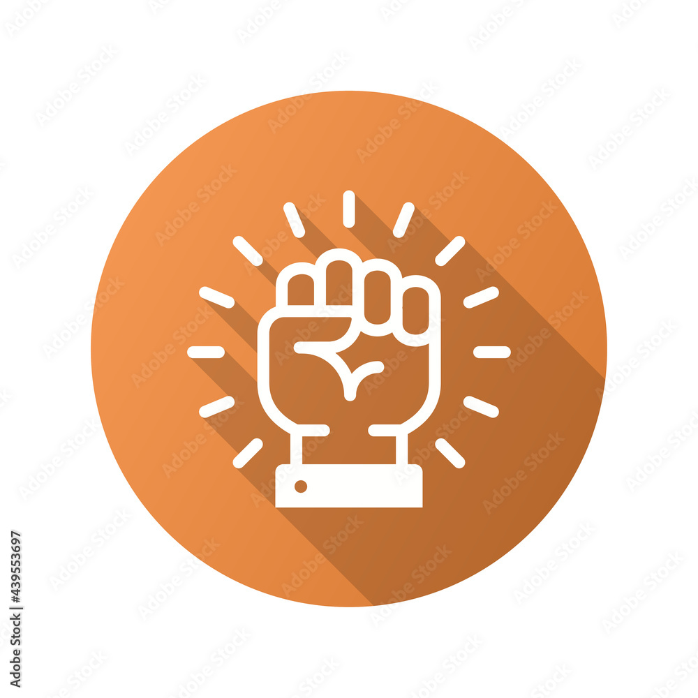 Poster motivation icon with long shadow for graphic and web design.