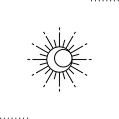 moon and sun tattoo vector icon in outline