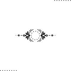 Bohemian linear border, vector design in outline 