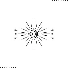 Obraz premium Bohemian linear logo and symbol of moon in outline