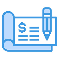 Cheque blue line icon