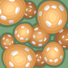 Wallpaper with the image of mushroom caps on top.