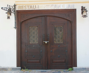 Antalya, Turkey, May 10, 2021. Locked restaurant doors