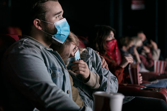 Movies: Woman Afraid During Scary Movie