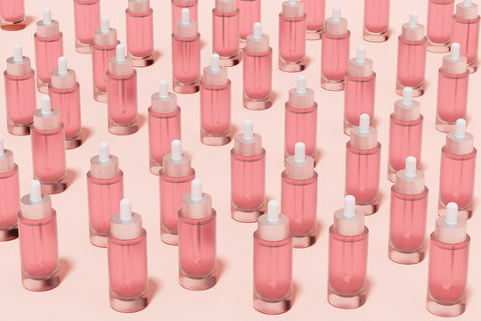 Glass dropper bottle cosmetic product still life