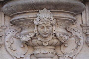 Amsterdam Herengracht Canal Building Exterior Sculpted Detail of a Woman's Head