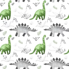 Tapeten Seamless pattern with dinosaurs on white background © Anastasia Albrecht