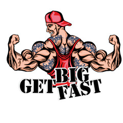 Obraz premium motivational t shirt design with bodybuilder