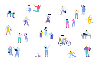 Crowd. Different People vector set. Collection of cartoon men and women isolated on white background. Colorful vector illustration in flat cartoon style.