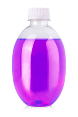 Round bottle of juice isolated over white background with clipping path.