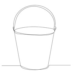continuous line bucket, isolated, vector - obrazy, fototapety, plakaty