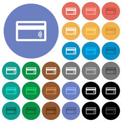 Contactless credit card round flat multi colored icons