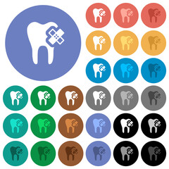Dental care round flat multi colored icons