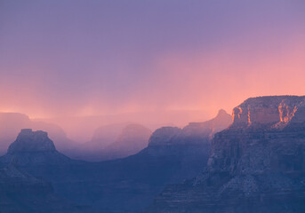 Sunset over the Grand Canyon , winter, horizontal